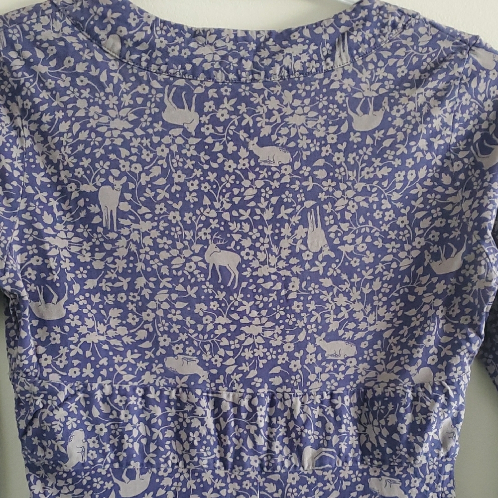 Patagonia Women's Blue Animal Patterned Ruched Organic Cotton Top Sz S Babydoll - Picture 8 of 14